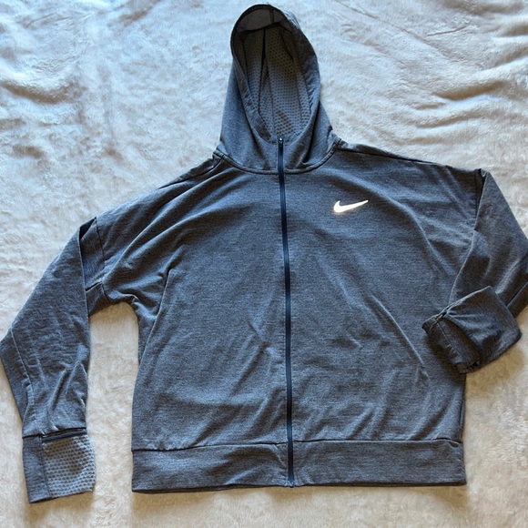 Nike Jackets & Blazers - NIKE Dri-FIT Full Zip Hoodie SS Gray Thumb Holes Security Zipper Women's M EUC